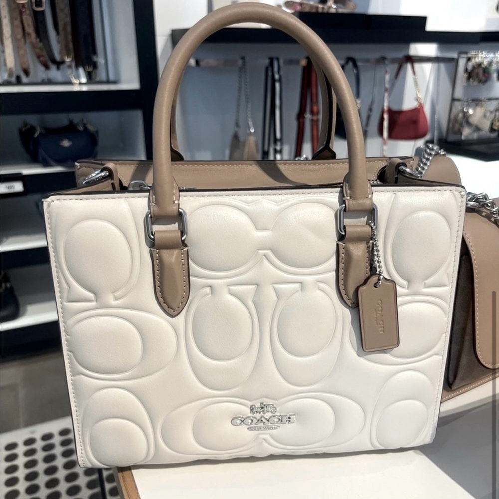 Small Chaulk/Taupe Maggie Tote Coach Handbag